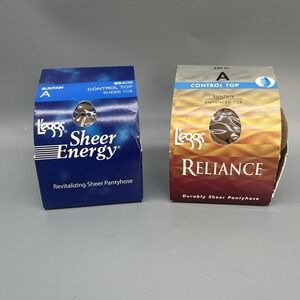 2 Vtg Leggs Sheer Pantyhose Size A Suntan Reliance Sheer Energy Control Top NIB‎